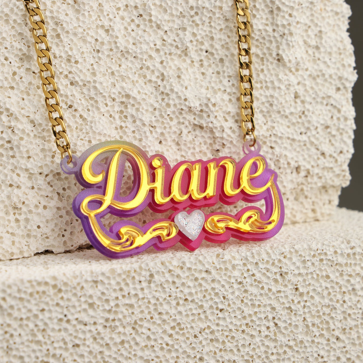 Colorful Bamboo Name Hoop Earrings and Necklace Set