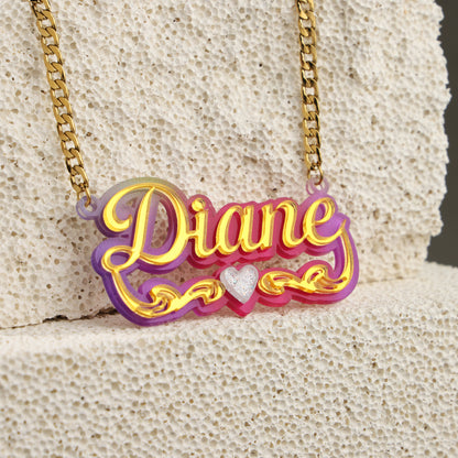 Colorful Bamboo Name Hoop Earrings and Necklace Set