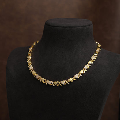 Gold XOXO Diamond Gemstone Necklace