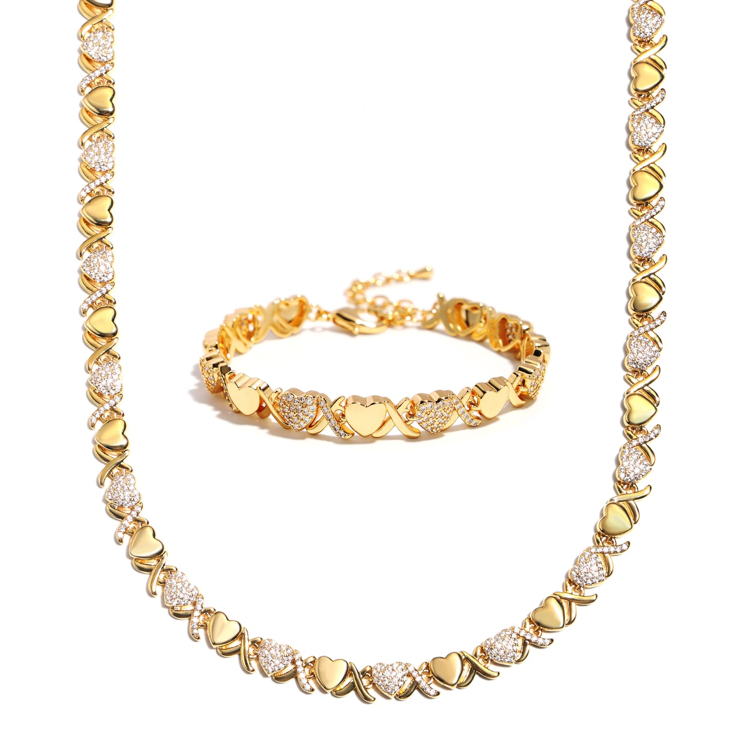 Gold XOXO Diamond Gemstone Bracelet