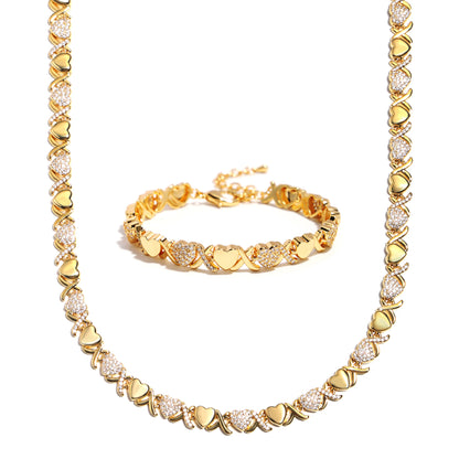 Gold XOXO Diamond Gemstone Bracelet