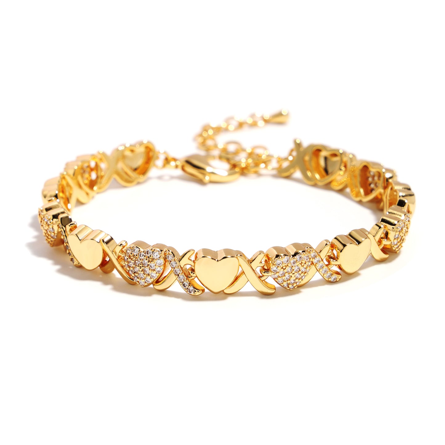 Gold XOXO Diamond Gemstone Bracelet