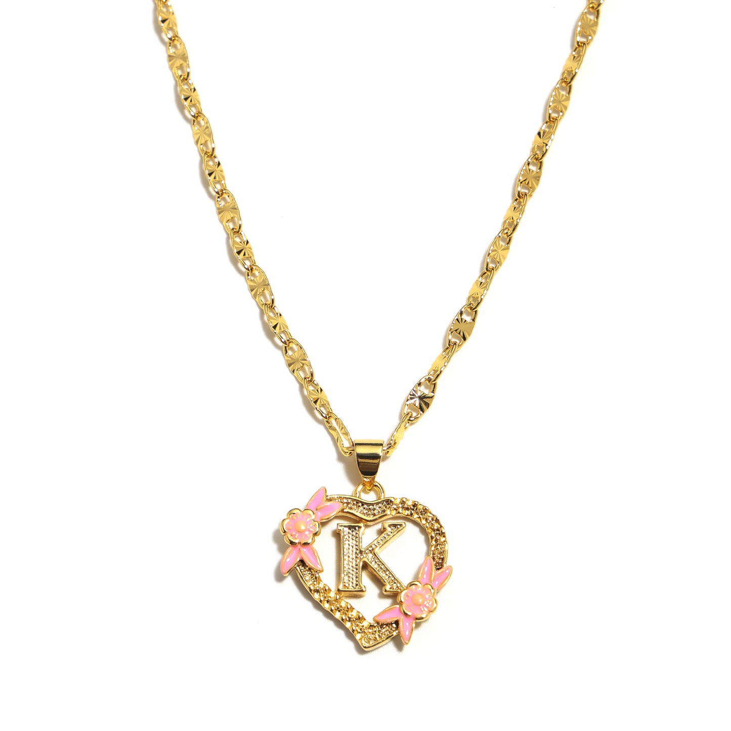 A-Z Letter Heart Shaped Initial Pendant Necklace