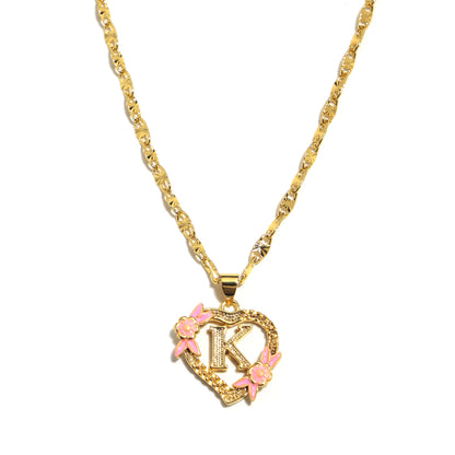 A-Z Letter Heart Shaped Initial Pendant Necklace
