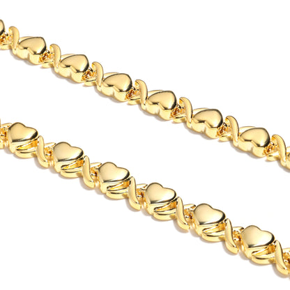 Entwined Hearts XO Chain Necklace: Hollow & Pave Diamond Duo