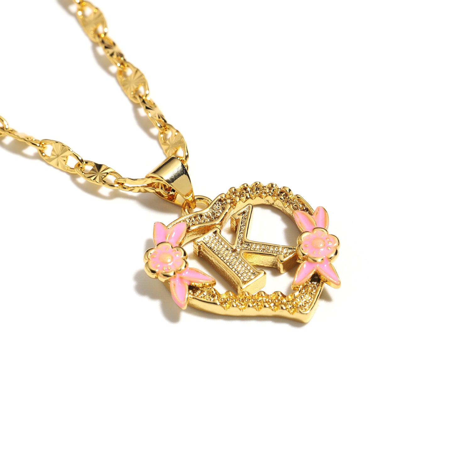 A-Z Letter Heart Shaped Initial Pendant Necklace
