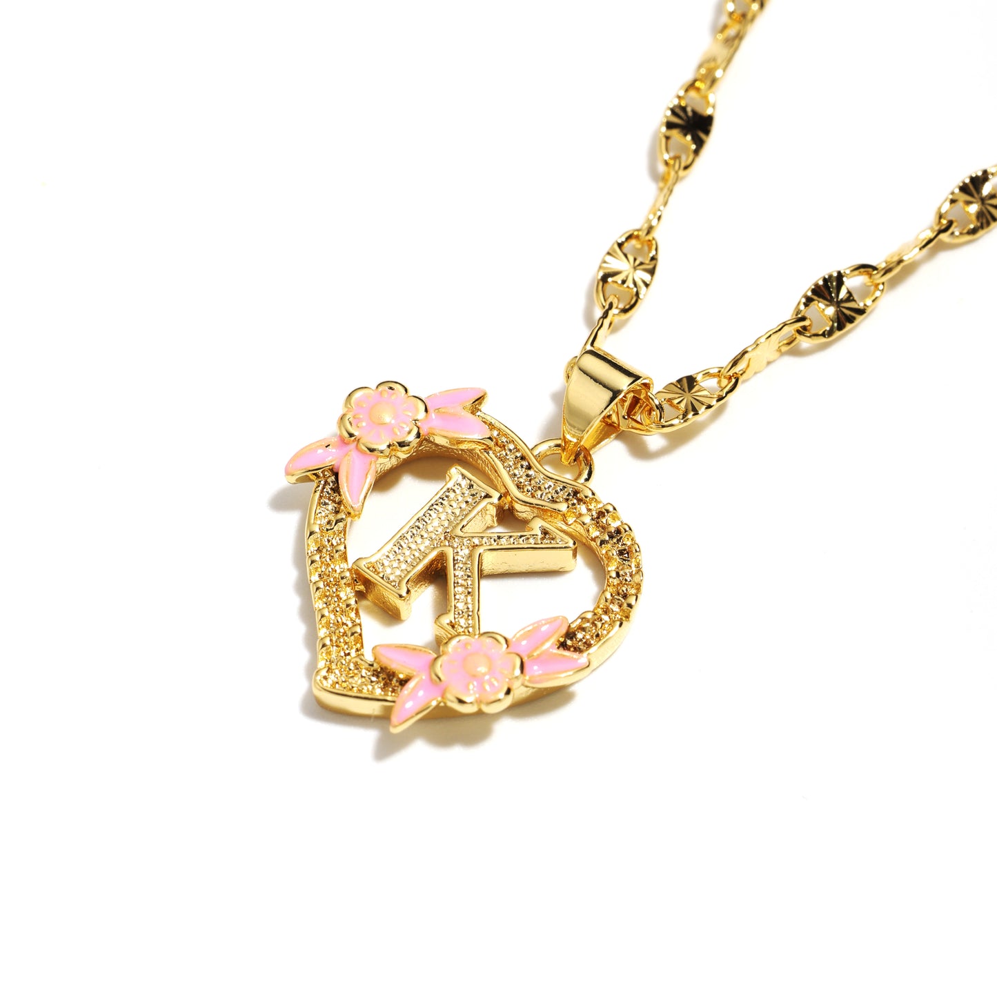A-Z Letter Heart Shaped Initial Pendant Necklace