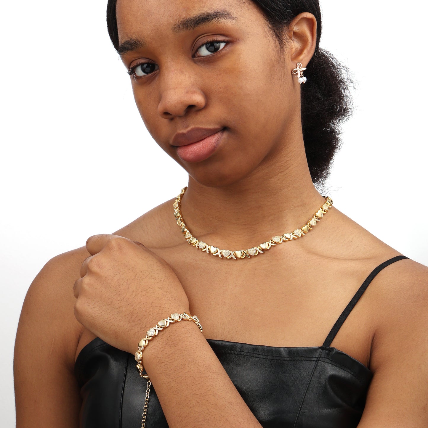 Gold XOXO Diamond Gemstone Necklace