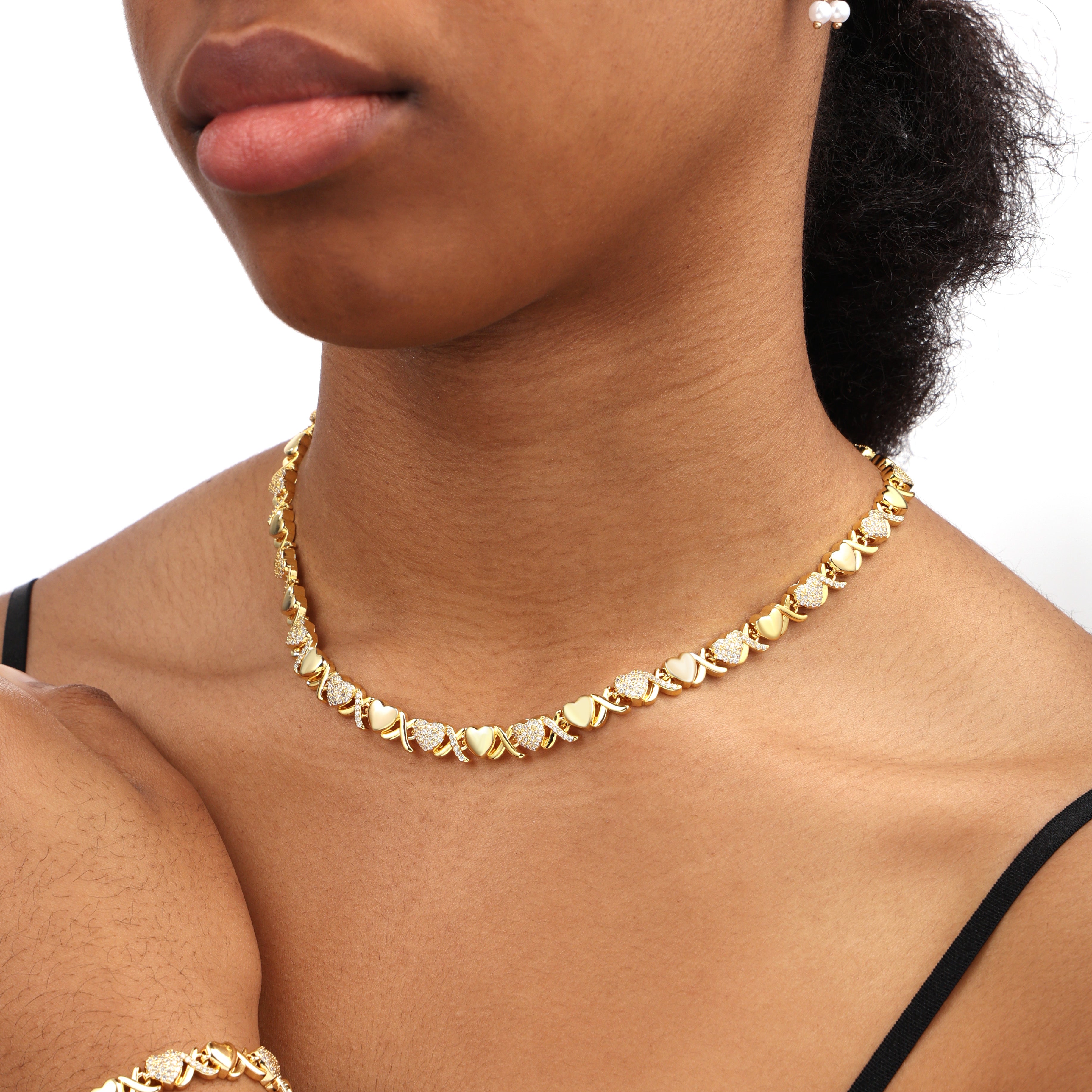 Gold XOXO Diamond Gemstone Necklace – iceyqueen