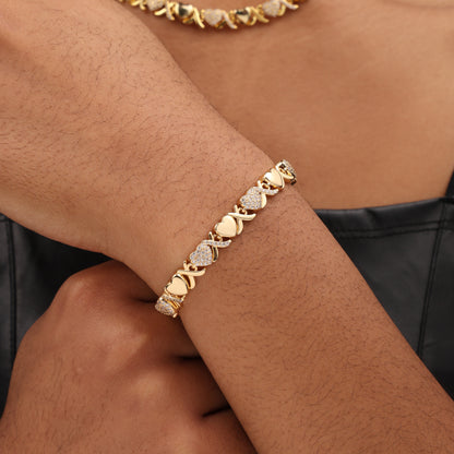 Gold XOXO Diamond Gemstone Bracelet