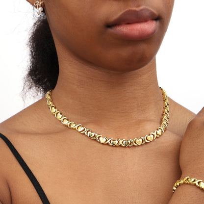 Classic Gold XOXO Heart-shaped Design Necklace