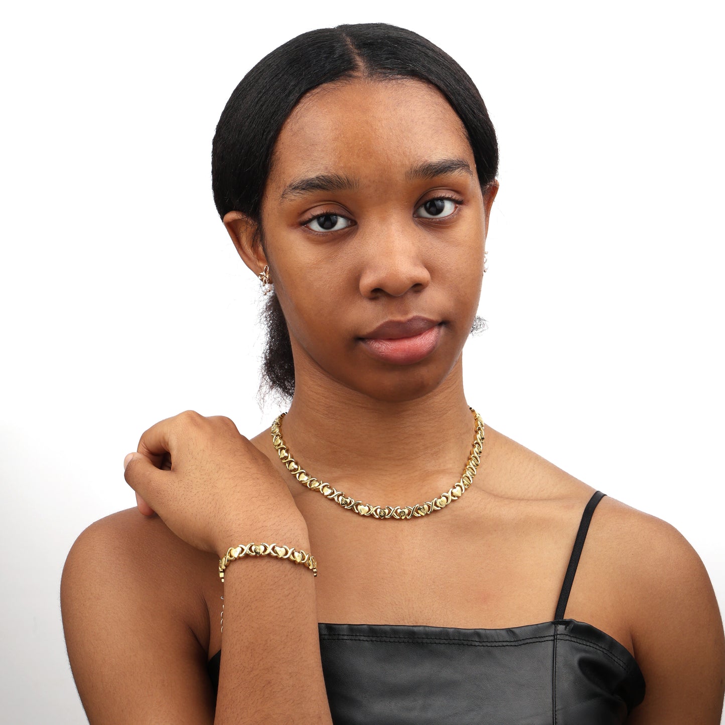 Classic Gold XOXO Heart-shaped Design Necklace