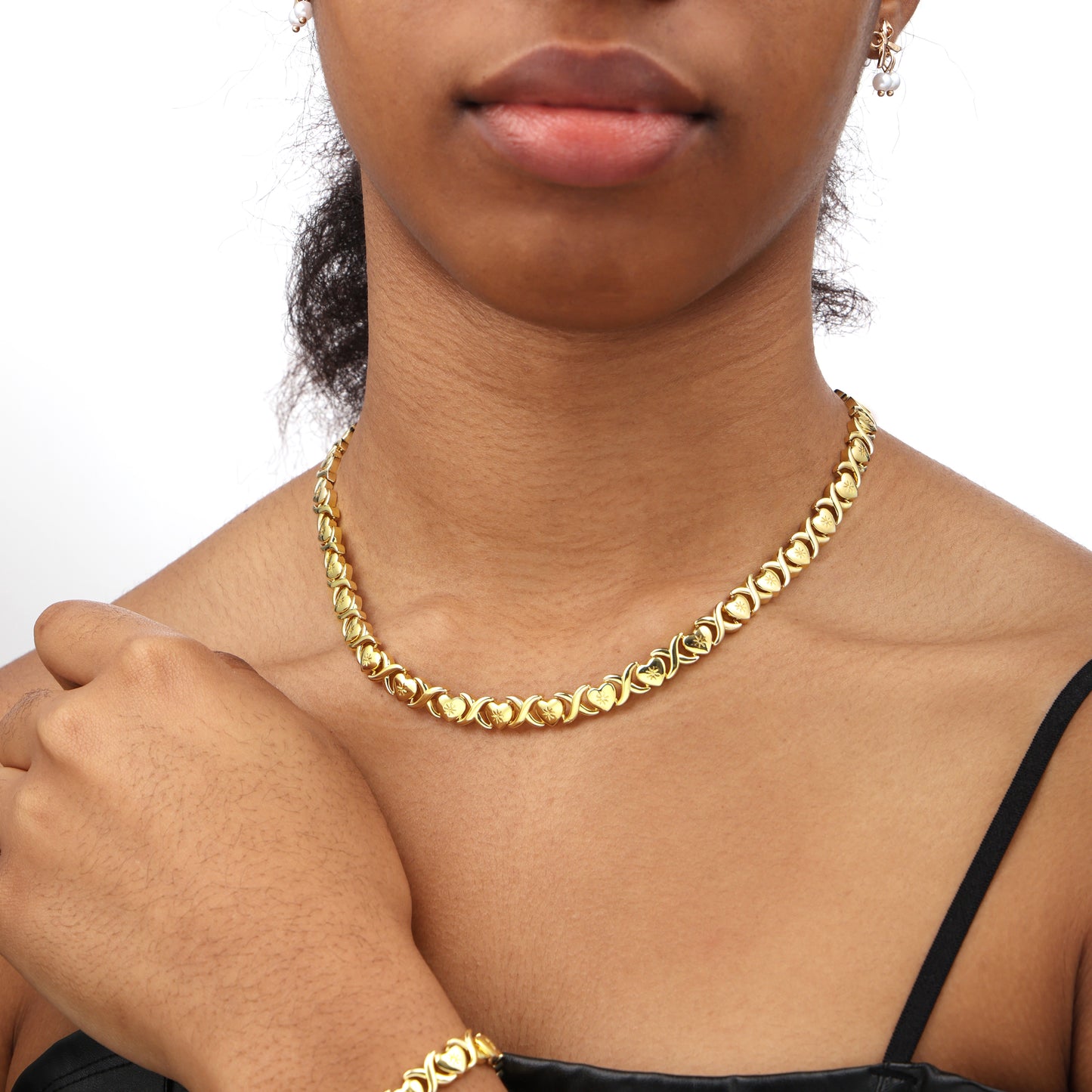 Classic Gold XOXO Heart-shaped Design Necklace