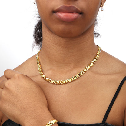 Classic Gold XOXO Heart-shaped Design Necklace