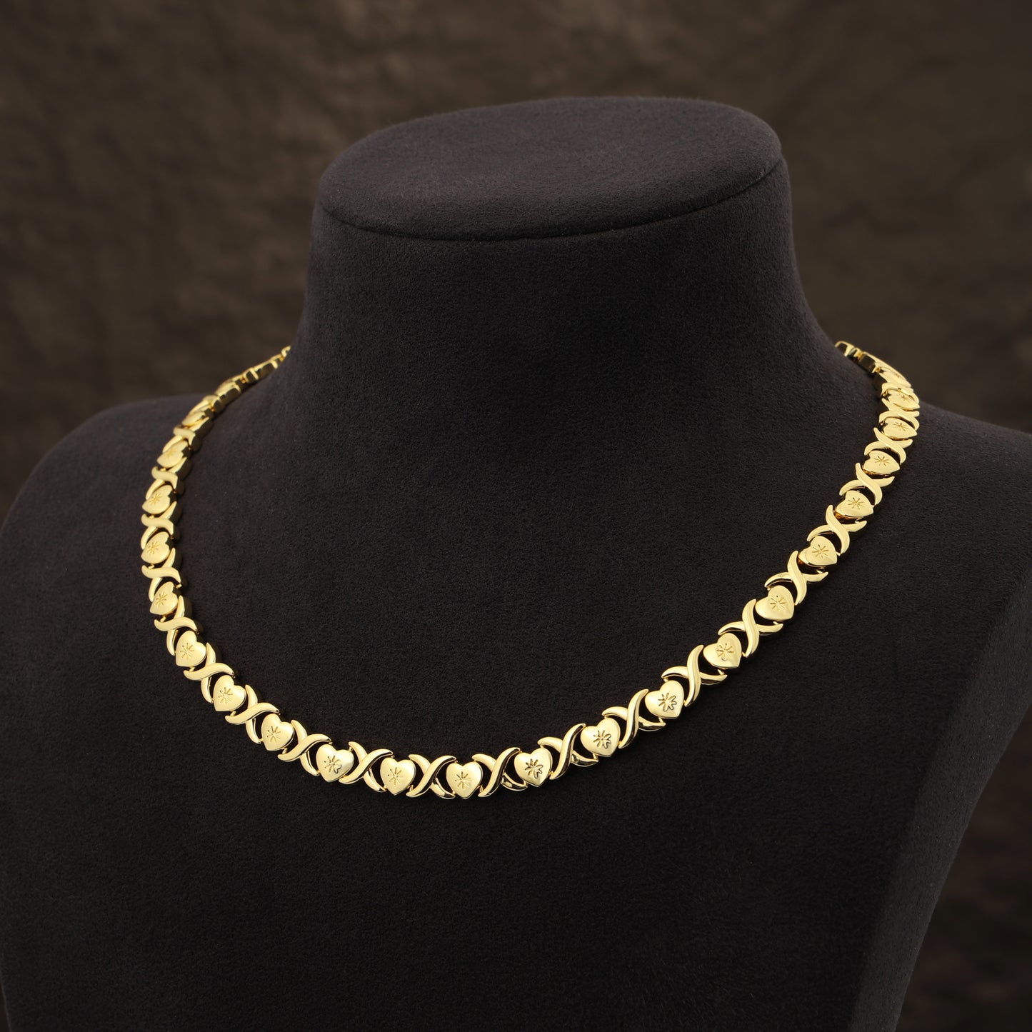 Classic Gold XOXO Heart-shaped Design Necklace