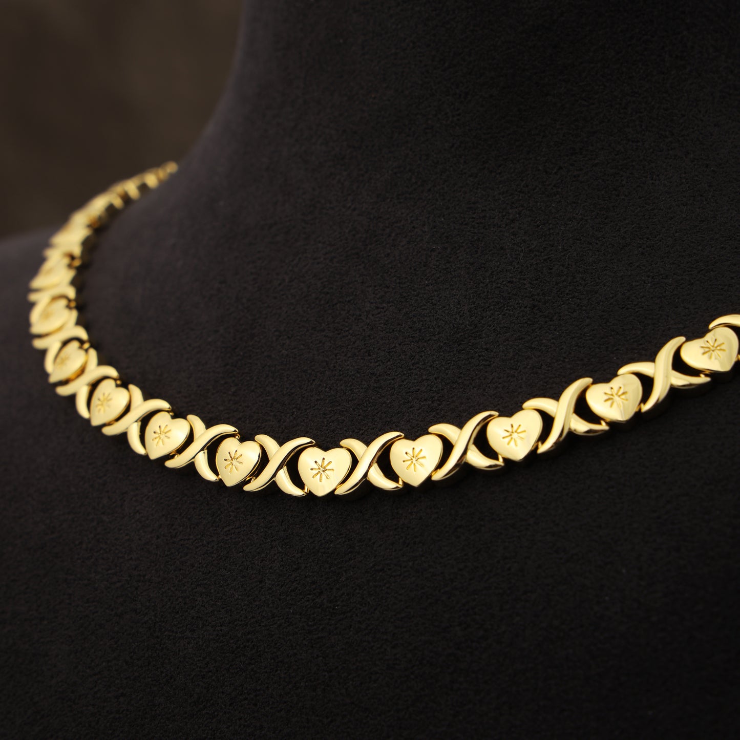 Classic Gold XOXO Heart-shaped Design Necklace