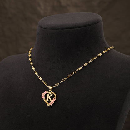A-Z Letter Heart Shaped Initial Pendant Necklace