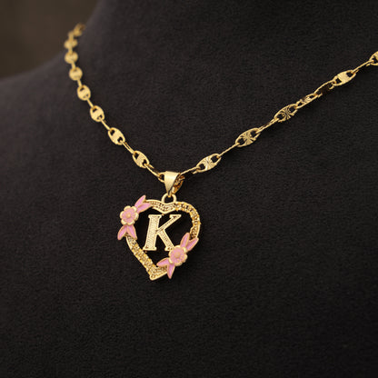 A-Z Letter Heart Shaped Initial Pendant Necklace