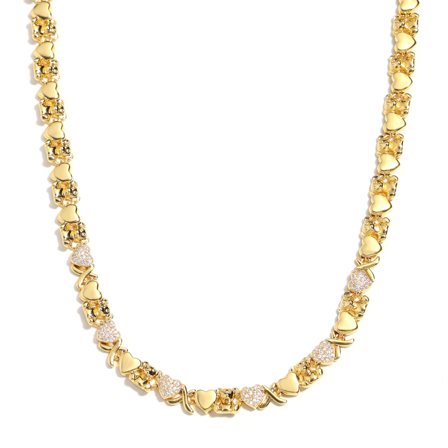 Bear Hug Heart Diamond XO Necklace