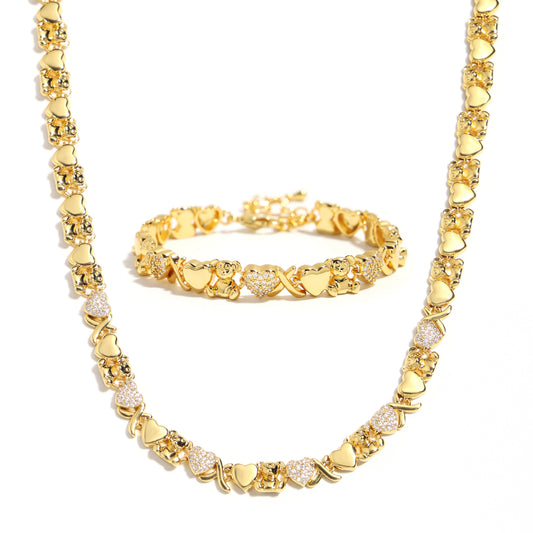Bear Hug Heart Diamond XO Necklace