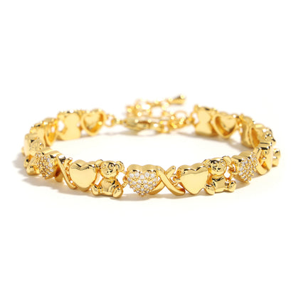 Bear Hug Heart Diamond XO Bracelet