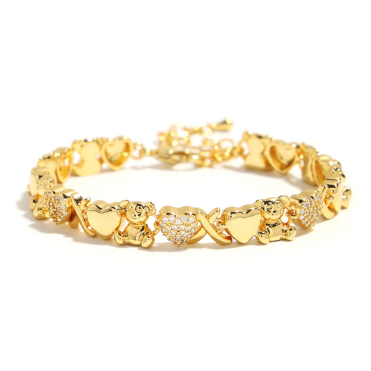 Bear Hug Heart Diamond XO Bracelet