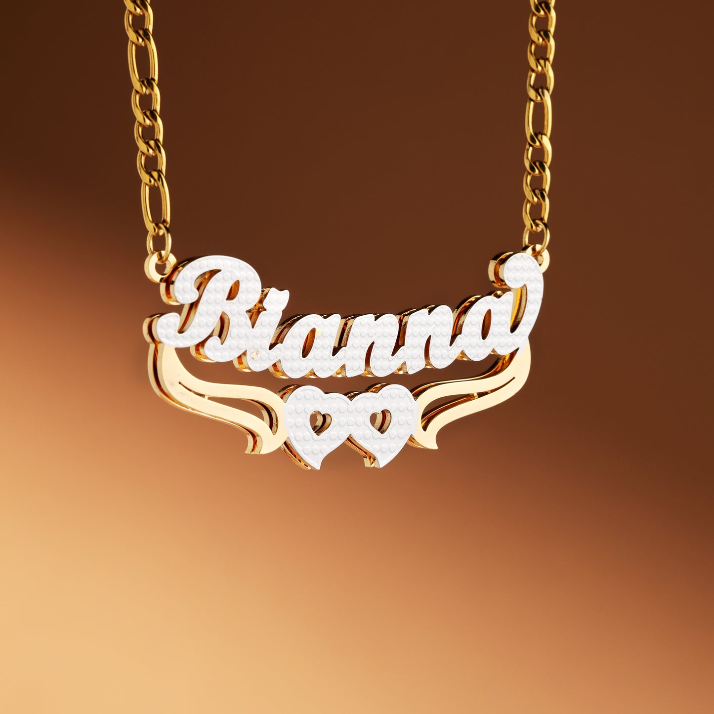 Double Plated Hearts Name Necklace