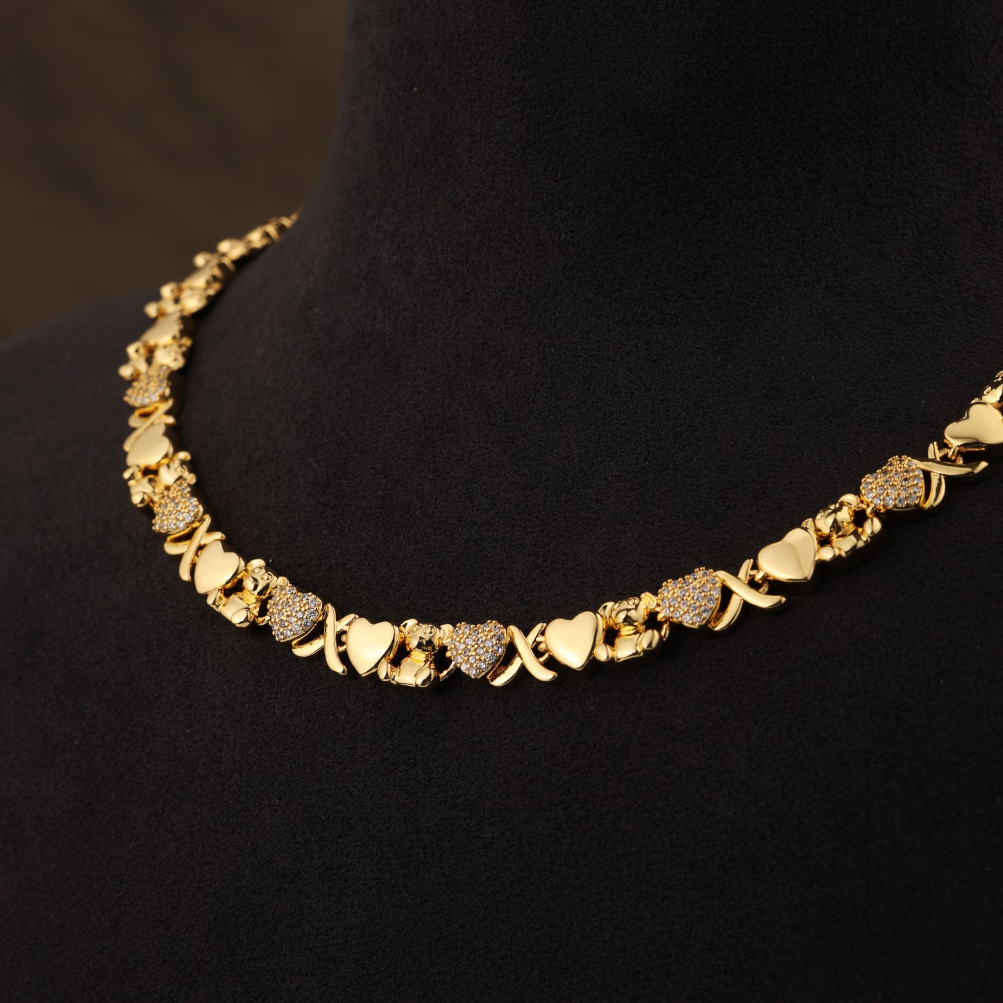 Bear Hug Heart Diamond XO Necklace
