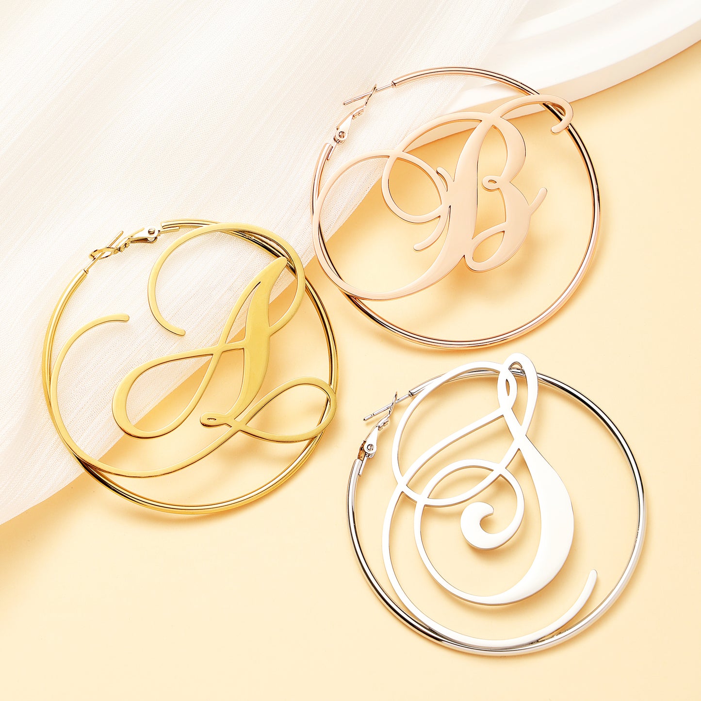 Large Circle Name Hoop Earrings
