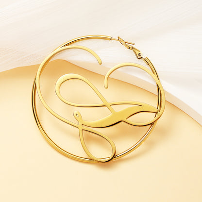 Large Circle Name Hoop Earrings