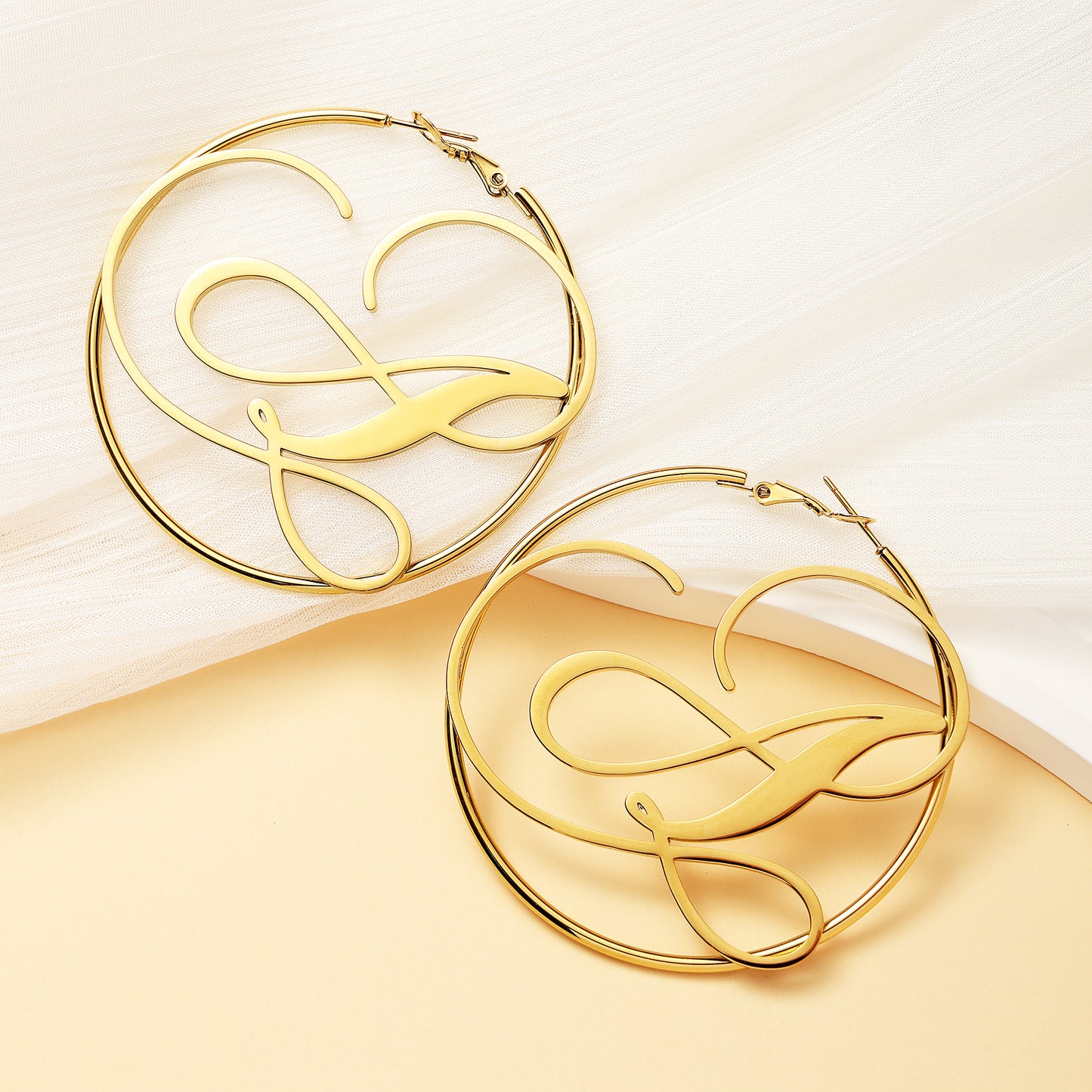 Large Circle Name Hoop Earrings