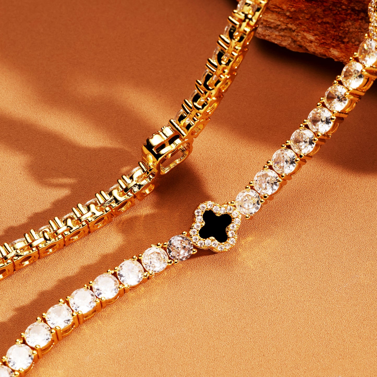 3mm Iced Out Black Four Leaf Tennis Chain