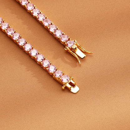 4MM Pink Ice Out Tennis Chain