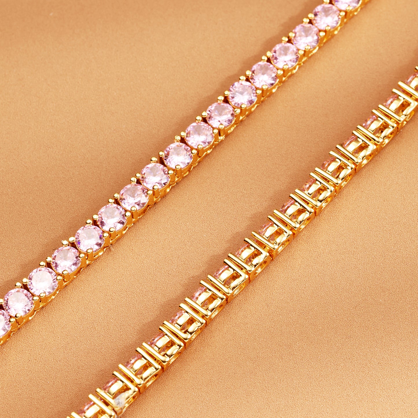 4MM Pink Ice Out Tennis Chain