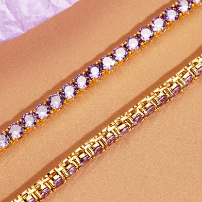 4MM Purple Iced Out Tennis Chain