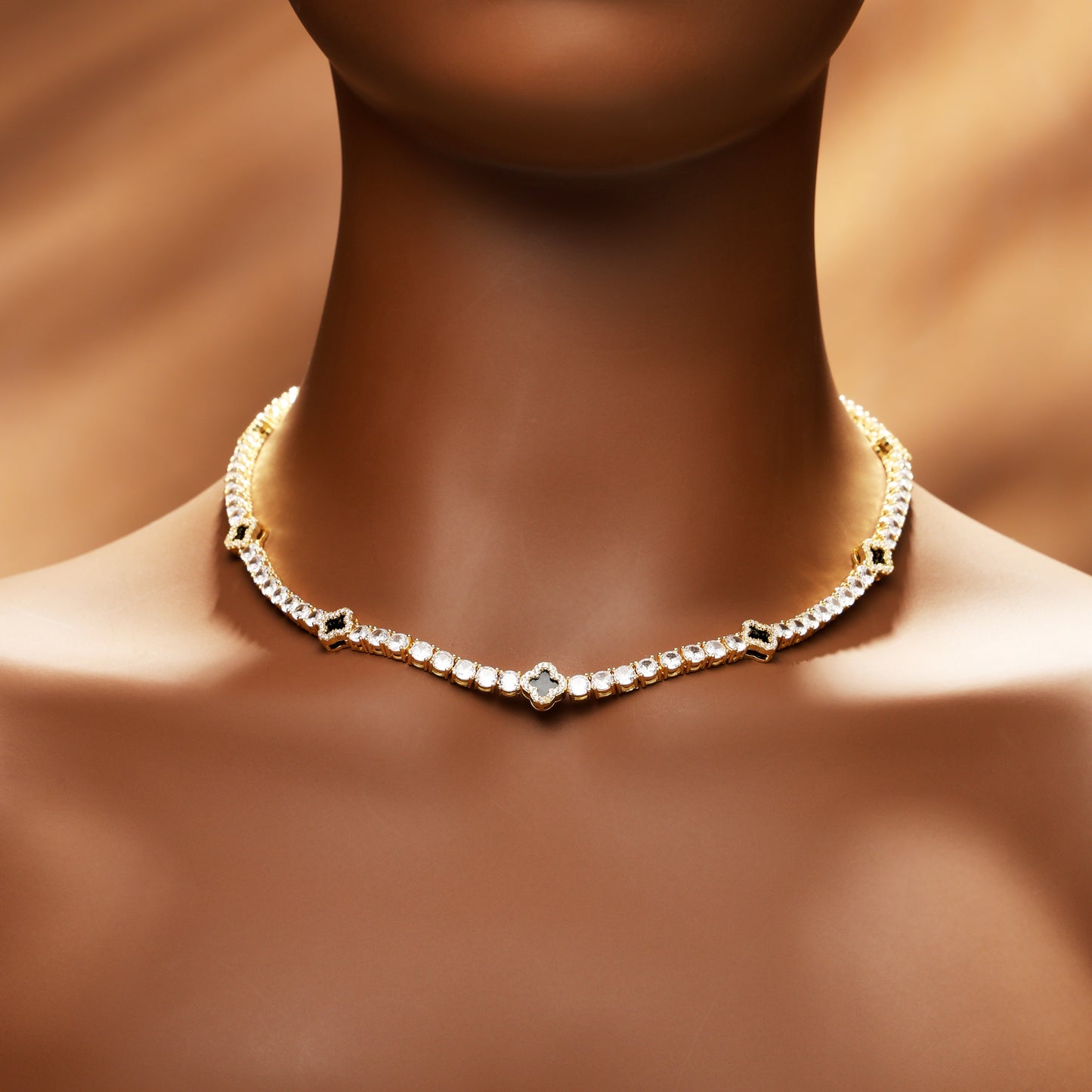 3mm Iced Out Black Four Leaf Tennis Chain