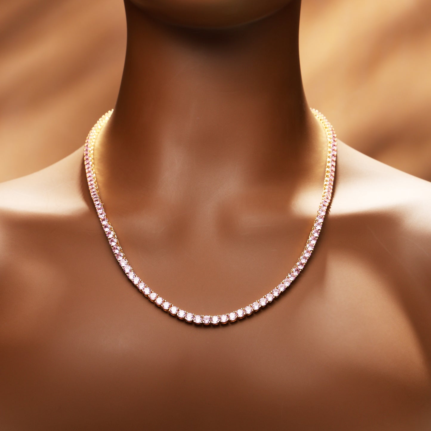 4MM Pink Ice Out Tennis Chain