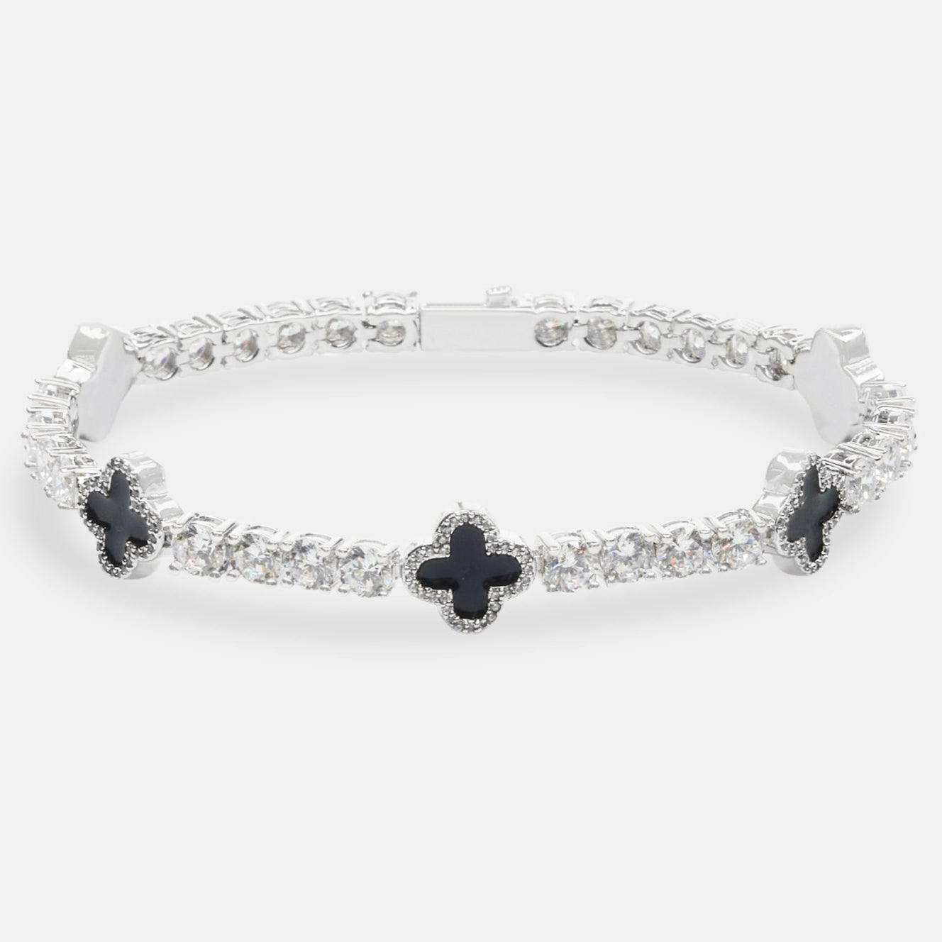 Black Motif Tennis Gemstone Bracelet
