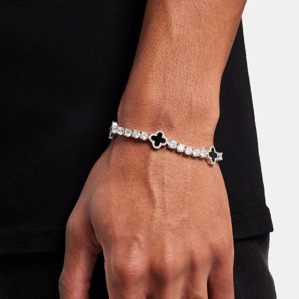 Black Motif Tennis Gemstone Bracelet