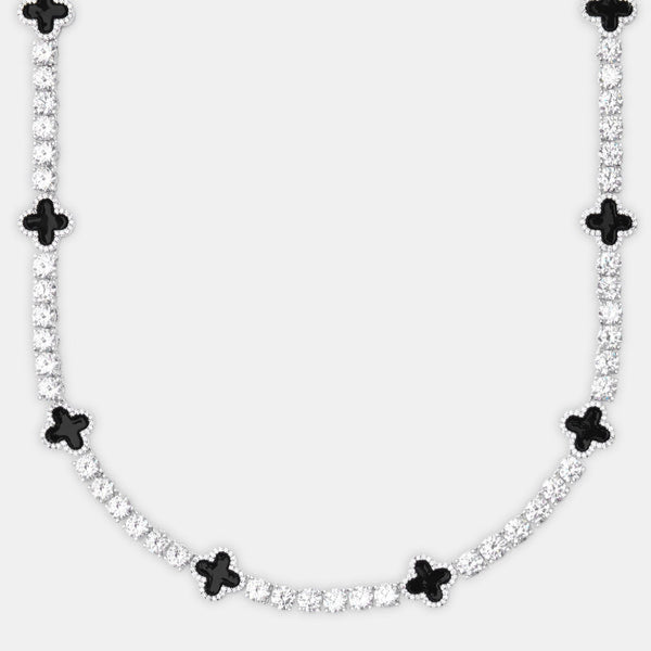 Black Motif Tennis Gemstone Necklace