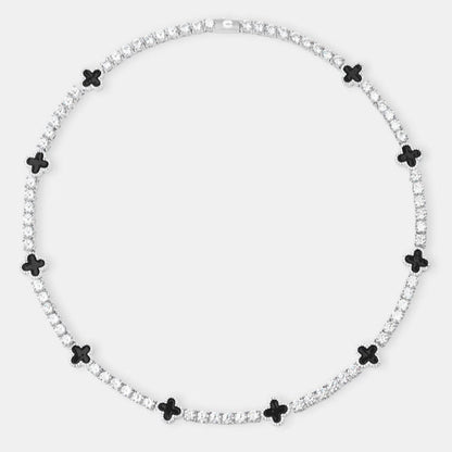Black Motif Tennis Gemstone Necklace