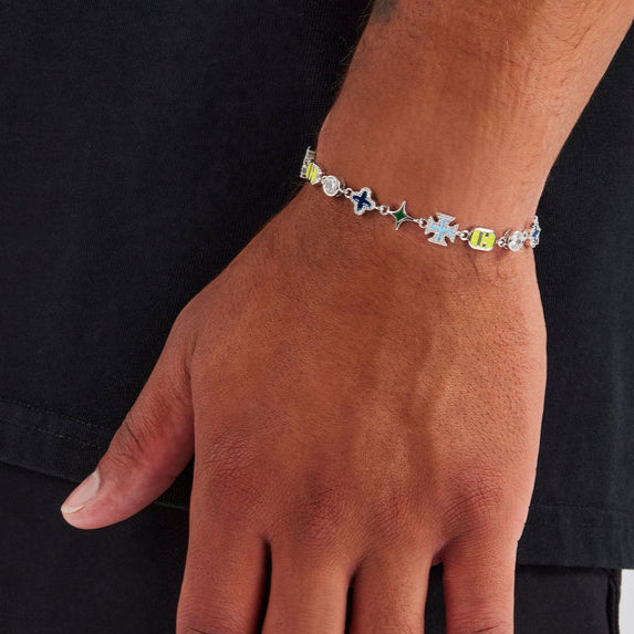 Blue Mixed Motif Polished Gemstone Bracelet