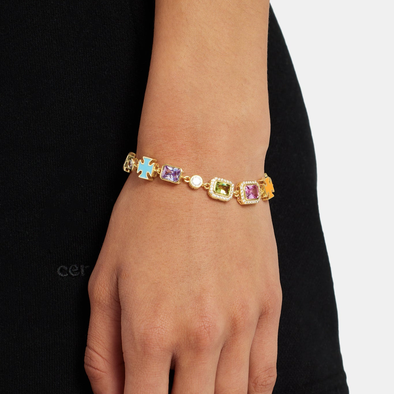 Pink Multi Gemstone Motif Bracelet