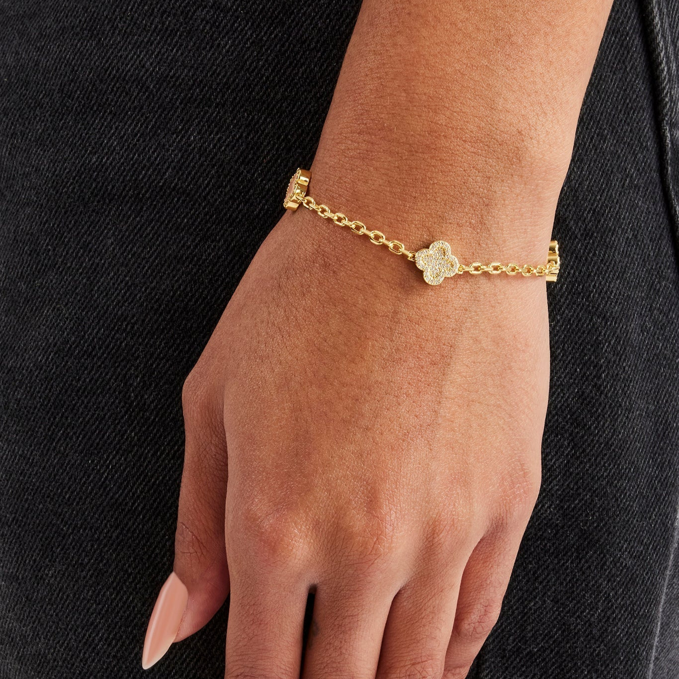 Pink Agate & Iced Motif Rolo Gemstone Bracelet