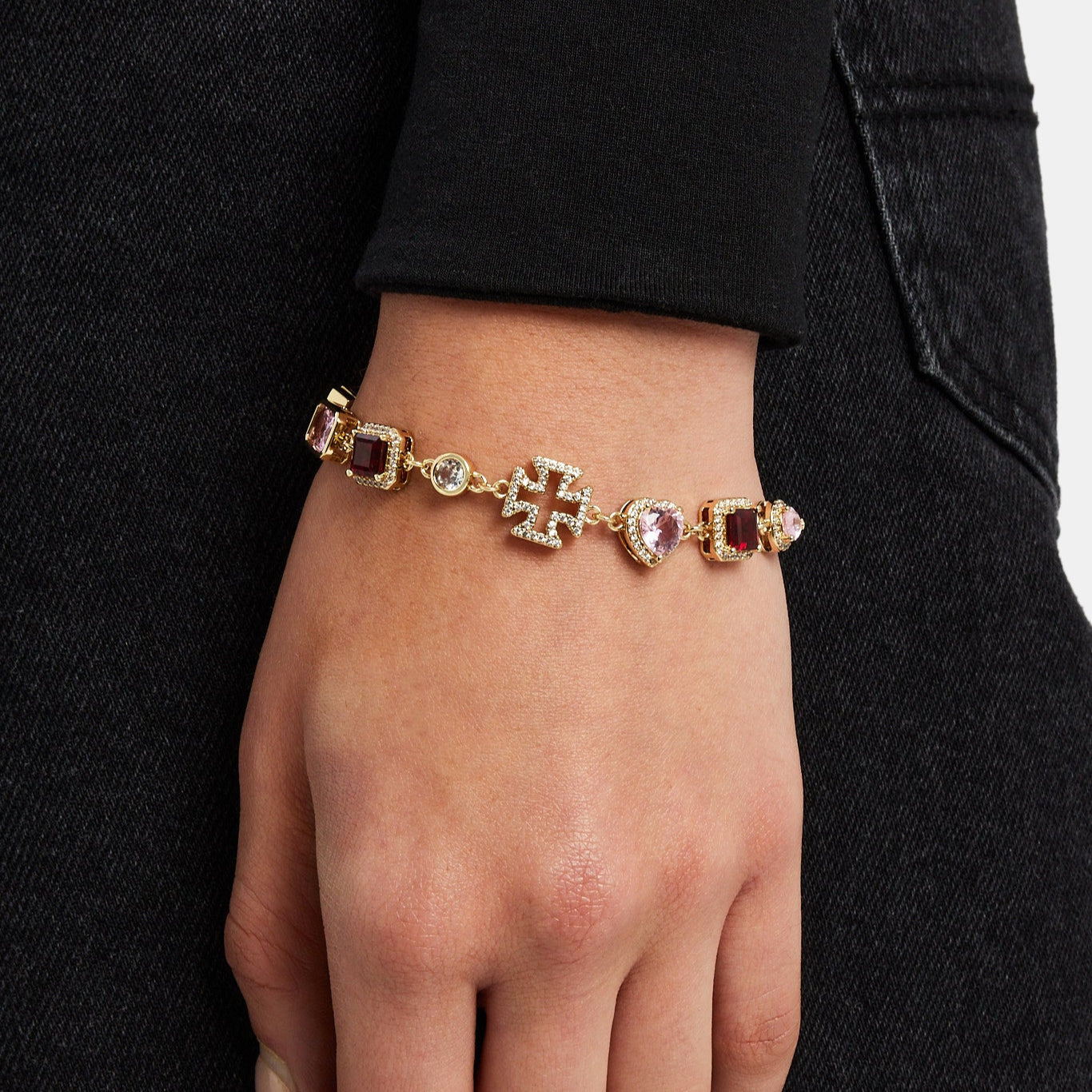 Pink Heart Multi Gemstone Bracelet