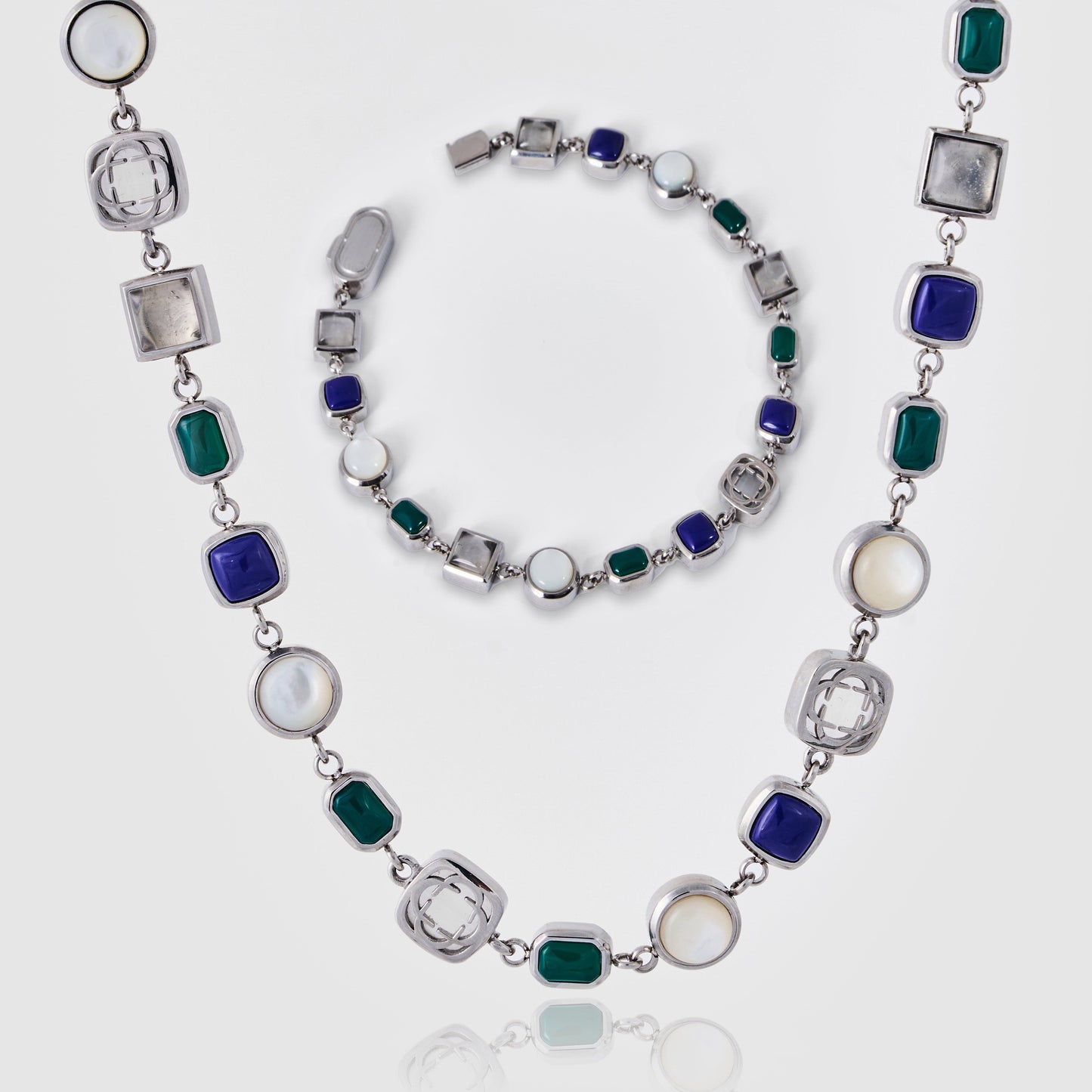 Blue Crystal Gemstone Set(Gemstone Necklace ＆ Bracelet)