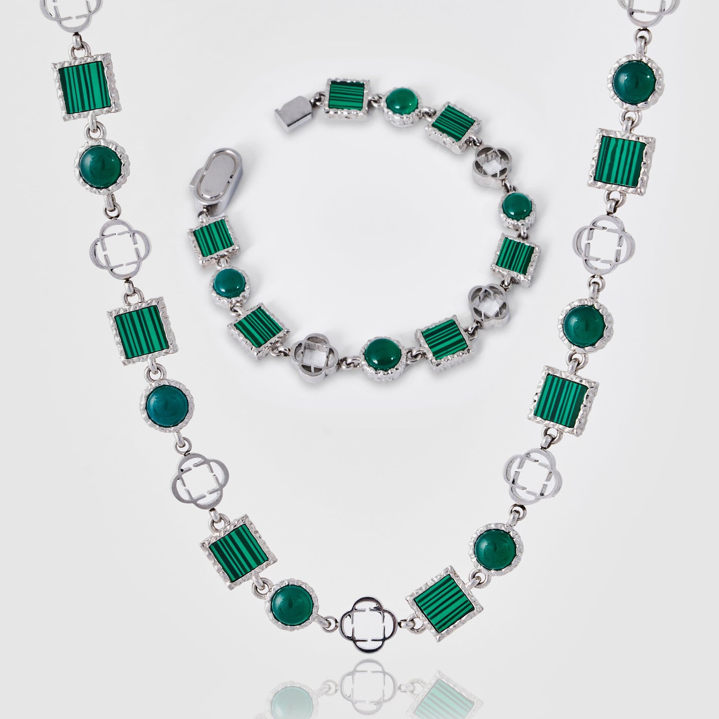 Green Quartz Gemstone Set(Gemstone Necklace ＆ Bracelet)