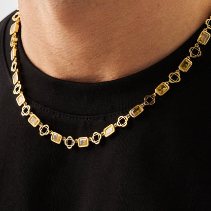 Yellow Gemstone Clover Necklace