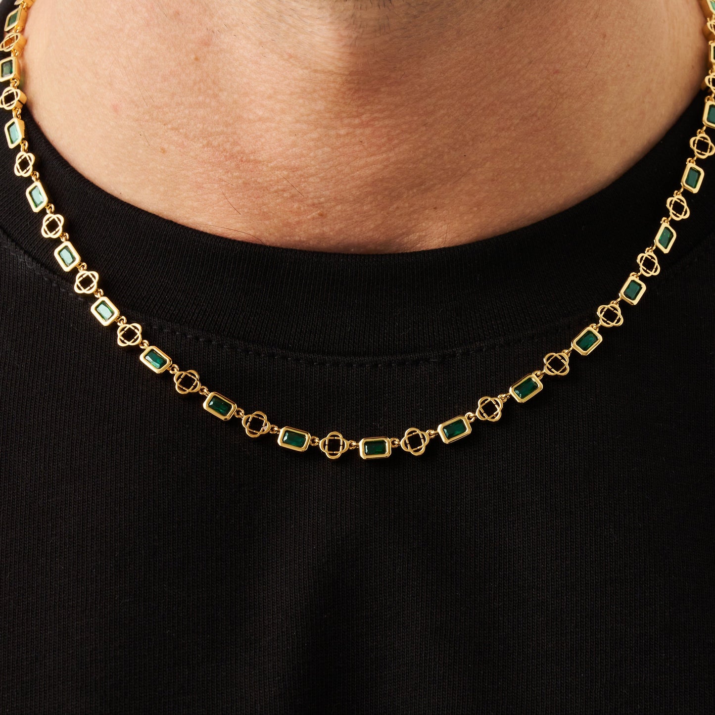 Green Gemstone Clover Necklace