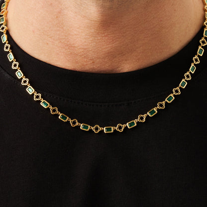 Green Gemstone Clover Necklace